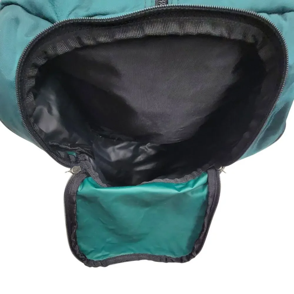 Vintage 90s Nike Duffle Bag Green Black Large Gym Travel Swoosh Made In Korea